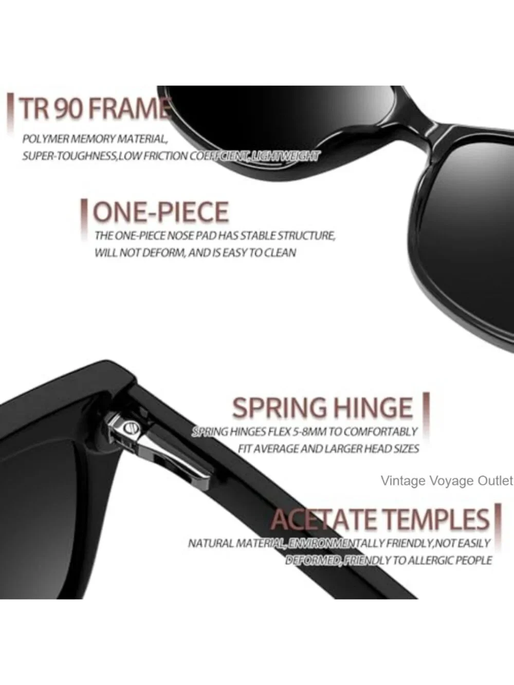 Oversized Cateye Sunglasses Women UV Protection Polarized TR90 Acetate